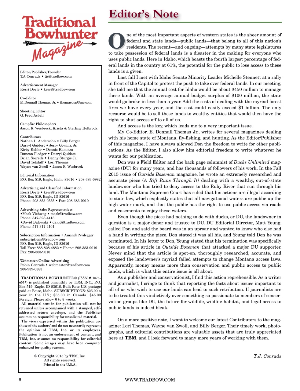 Traditional Bowhunter Magazine Preview Pages