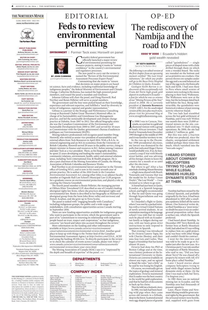 The Northern Miner Preview Pages