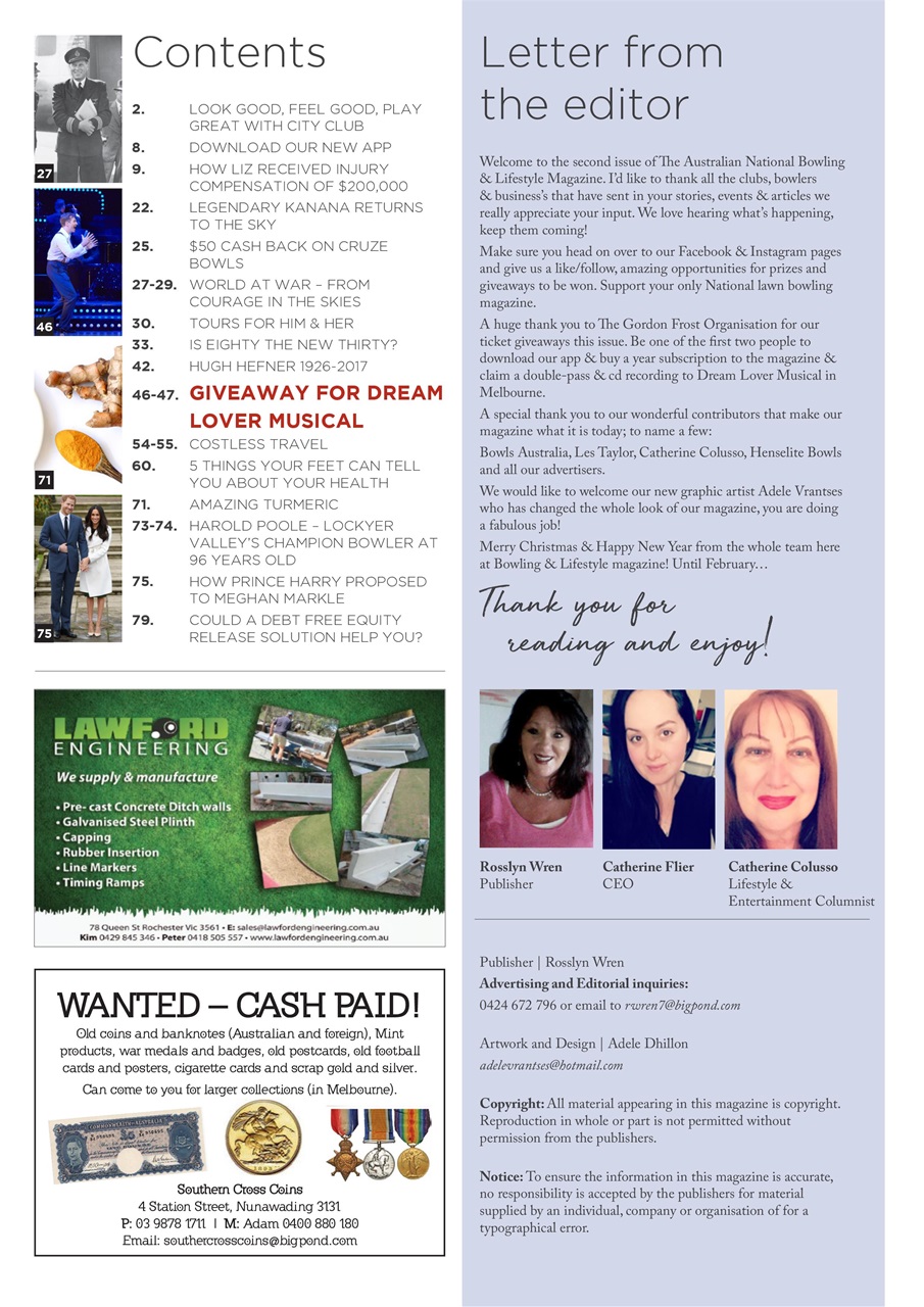 Australian National Bowling & Lifestyle Magazine Preview Pages