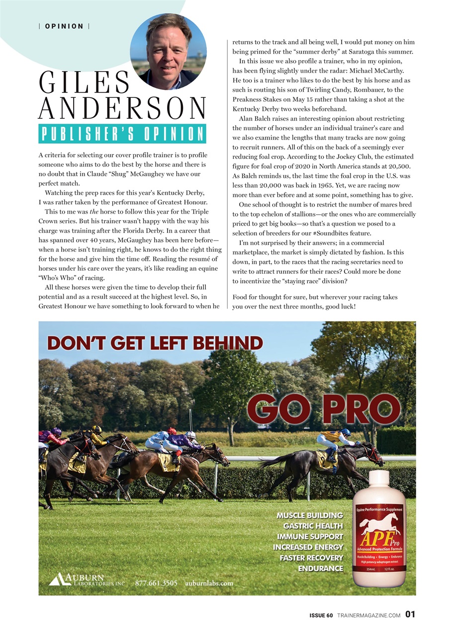 North American Trainer Magazine - horse racing Preview Pages