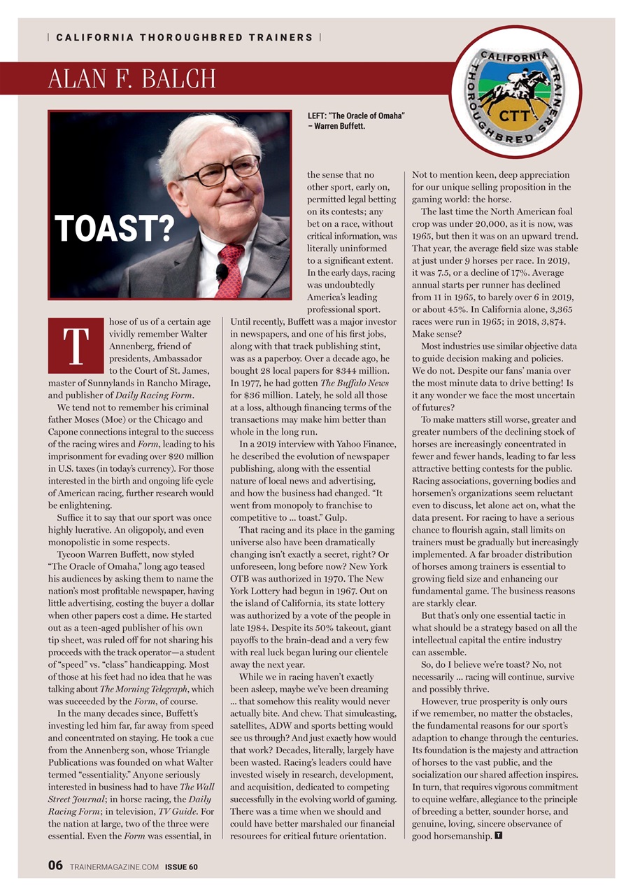 North American Trainer Magazine - horse racing Preview Pages