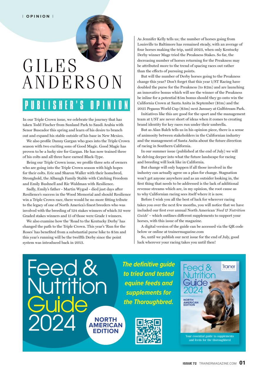 North American Trainer Magazine - horse racing Preview Pages