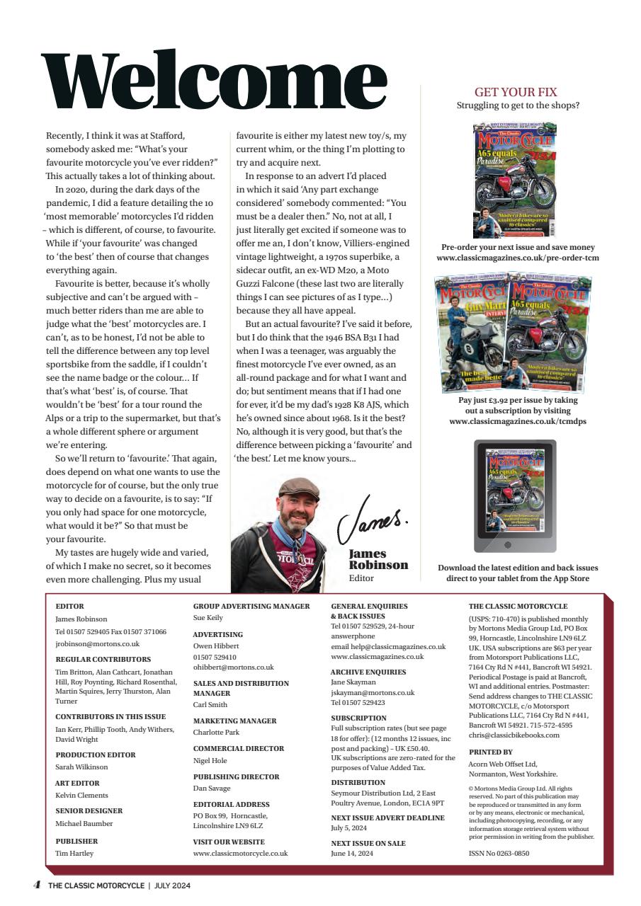 The Classic MotorCycle Preview Pages