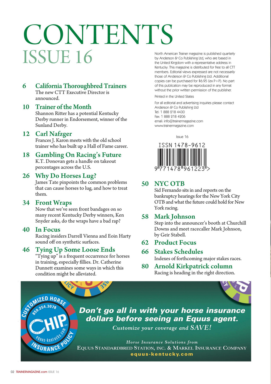 North American Trainer Magazine - horse racing Preview Pages