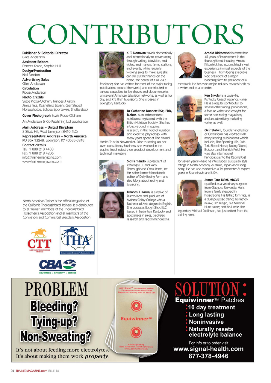 North American Trainer Magazine - horse racing Preview Pages