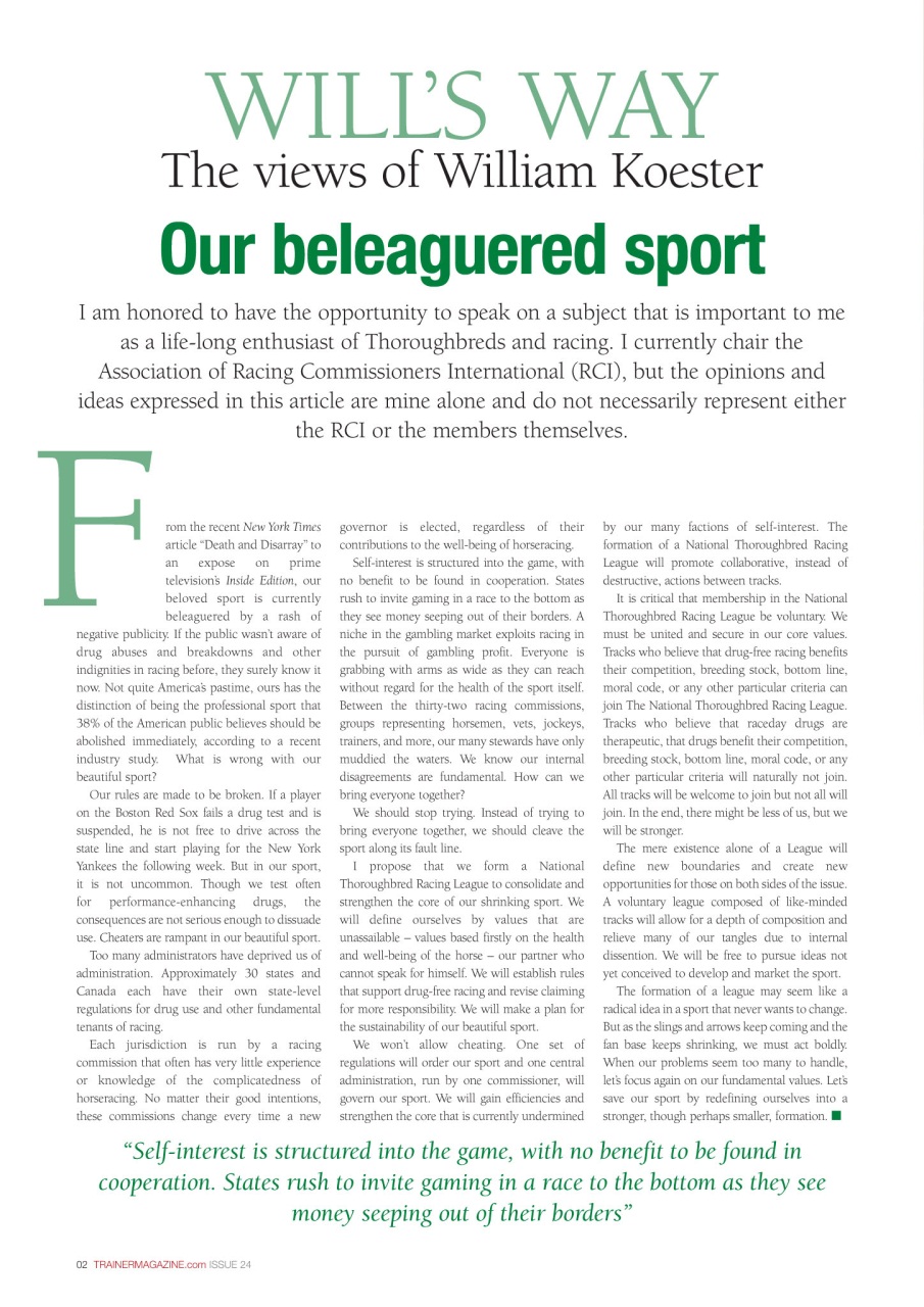 North American Trainer Magazine - horse racing Preview Pages