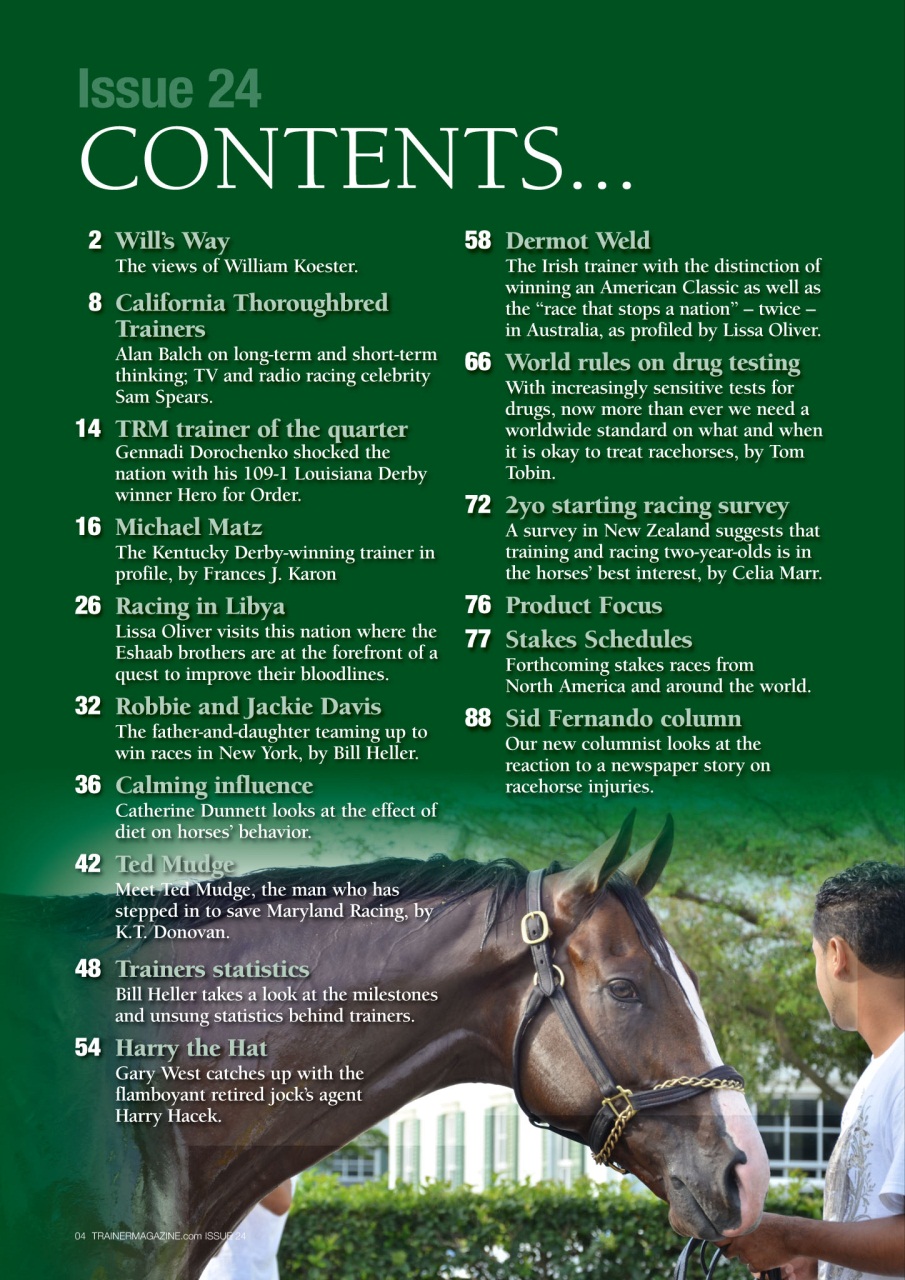 North American Trainer Magazine - horse racing Preview Pages