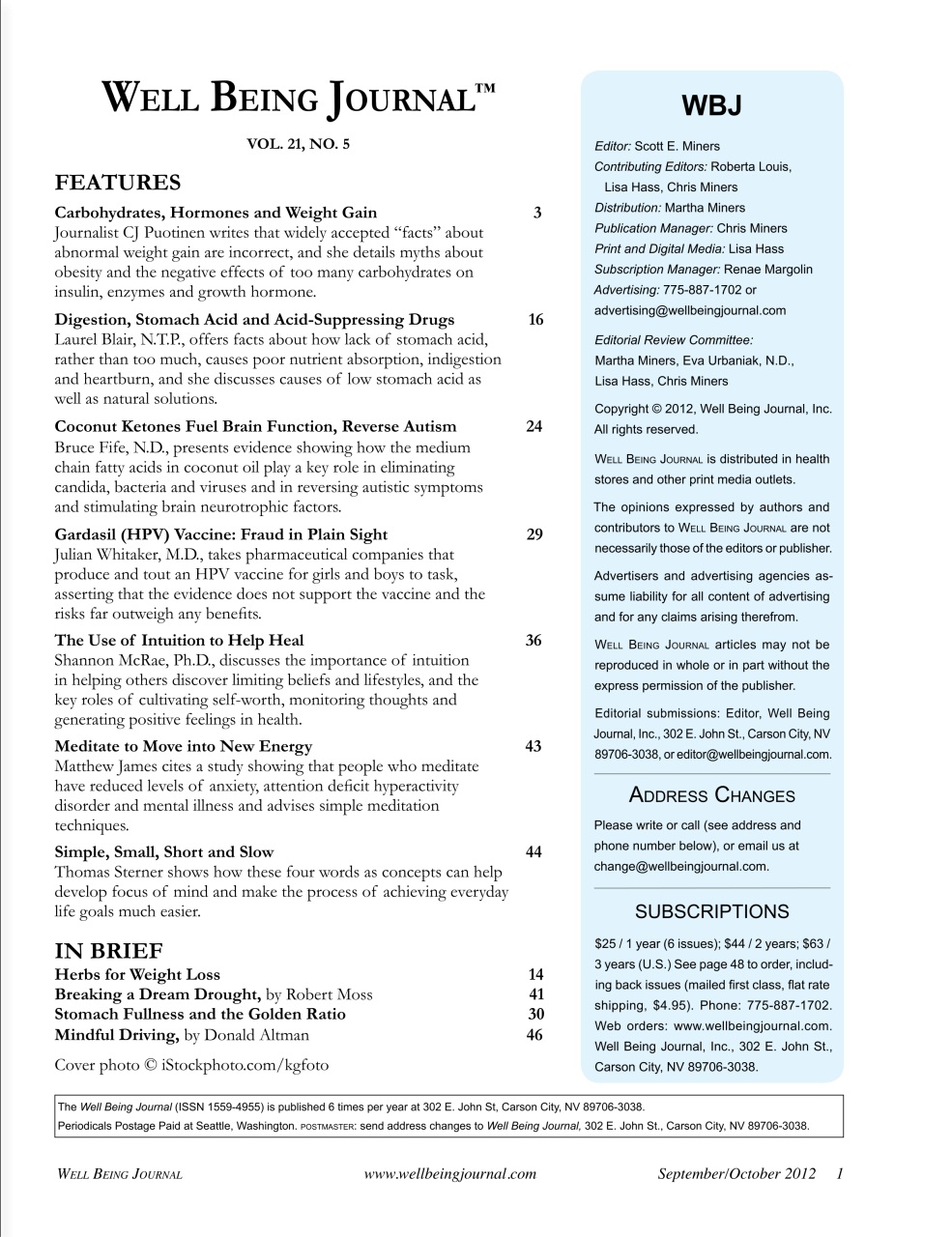 Well Being Journal SeptemberOctober 2012
