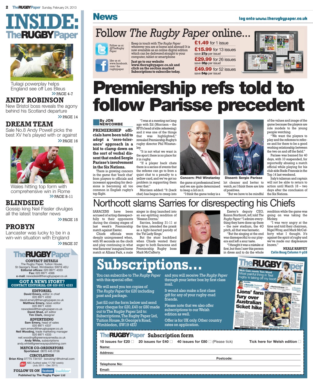 The Rugby Paper Preview Pages