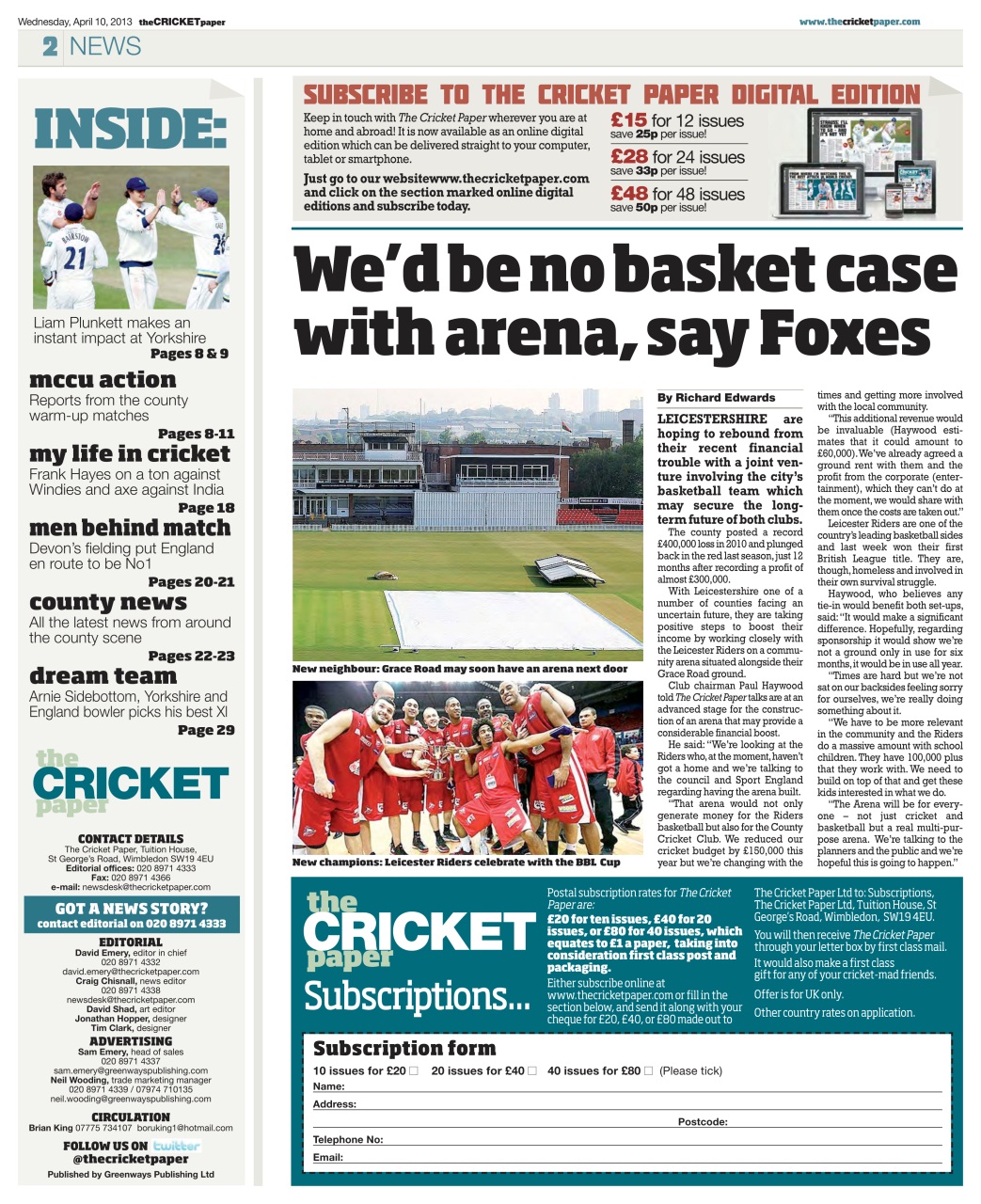 The Cricket Paper Preview Pages