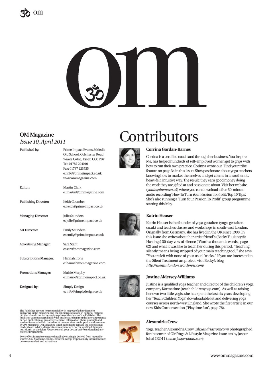 OM Yoga Magazine Preview Pages